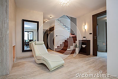 Travertine house: corrdor Stock Photo