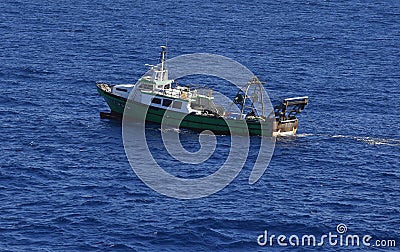 Trawler fishing boat in barcelona harbor Editorial Stock Photo