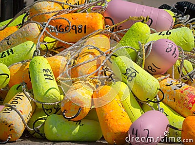 Trawling net buoys Stock Photo