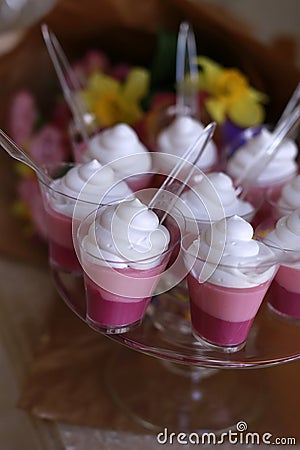 Tray of delicate desserts Stock Photo