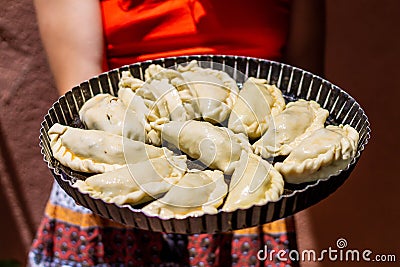 Tray of empanadas argentinas Stock Photo