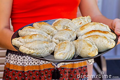 Tray of empanadas argentinas Stock Photo