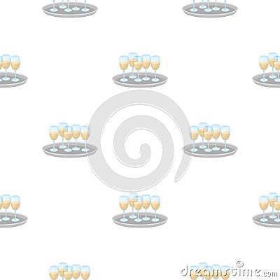 Tray with glasses icon in cartoon style isolated on white background. Event service symbol stock vector Vector Illustration