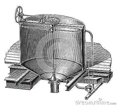 Tray made of sheet for wetting barley, vintage engraving Vector Illustration