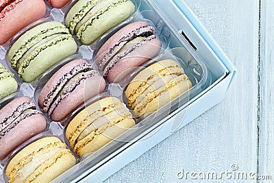 Tray of Pastel Macarons Stock Photo