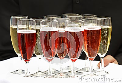 Try of sparkling wine Stock Photo