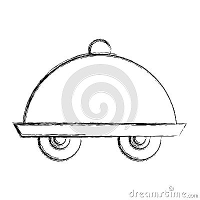 Tray server with wheels isolated icon Vector Illustration