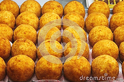 Tray of sicilian arancini Stock Photo