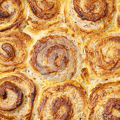 Tray of strawberry quark rolls Stock Photo