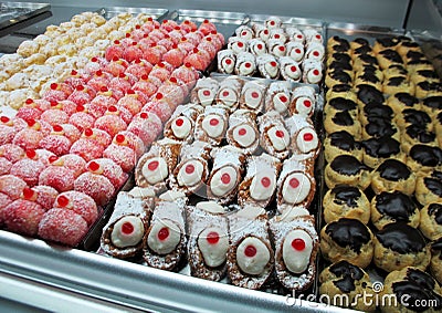 Tray of sweets, cakes and pastries Stock Photo