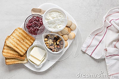 tray with toast marmalade breakfast Stock Photo