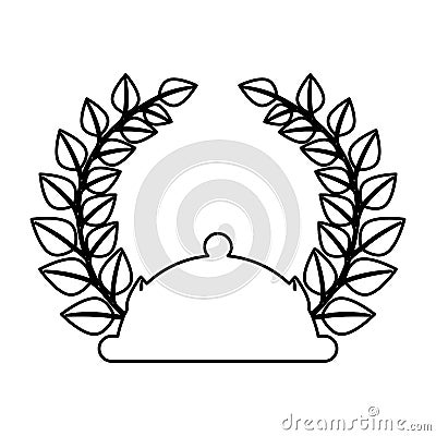 Tray with wreath leafs crown emblem Vector Illustration