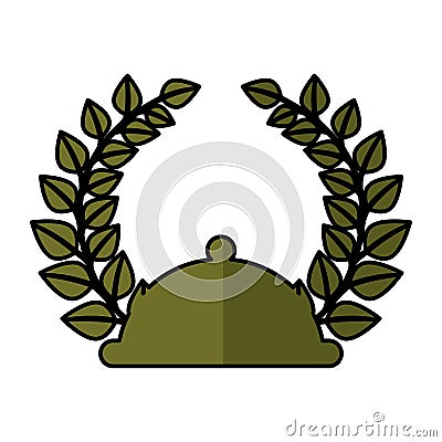 Tray with wreath leafs crown emblem Vector Illustration