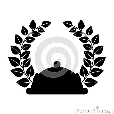 Tray with wreath leafs crown emblem Vector Illustration