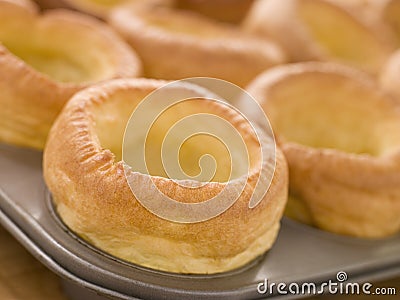 Tray of Yorkshire Puddings Stock Photo