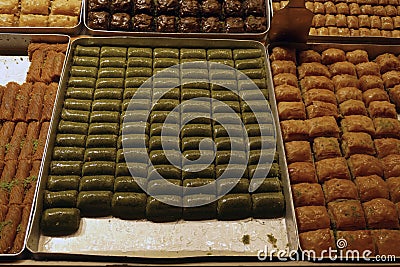 Trays of fresh baklava in in the Grand Bazaar Stock Photo