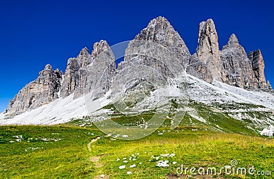 Tre Cime di Lavaredo, Dolomites, Alps Stock Photo