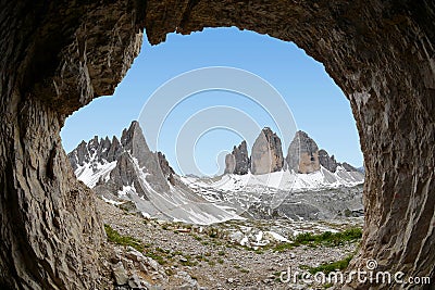 Tre cime di Lavaredo with Paternkofel Stock Photo