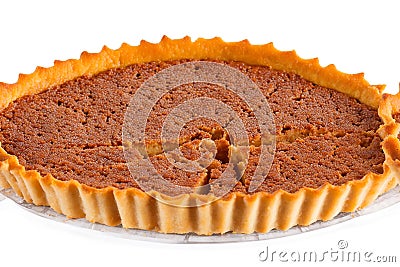 Treacle tart over white background Stock Photo