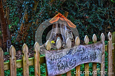 Tread carefully, fairies live here Stock Photo