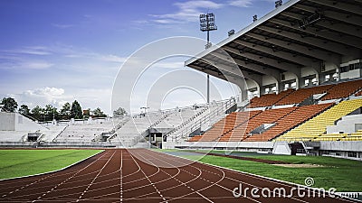 Treadmill in the football field Stock Photo