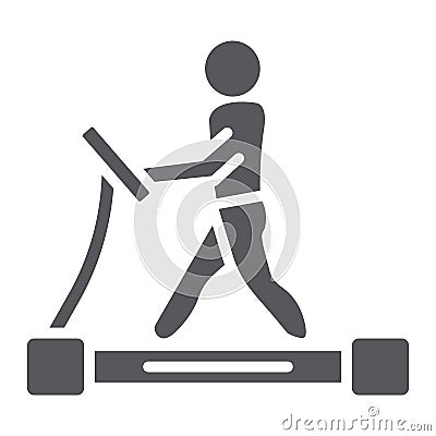 Treadmill glyph icon, fitness and exercise, runner sign, vector graphics, a solid pattern on a white background. Vector Illustration