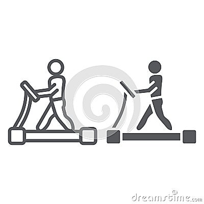 Treadmill line and glyph icon, fitness and exercise, runner sign, vector graphics, a linear pattern on a white Vector Illustration