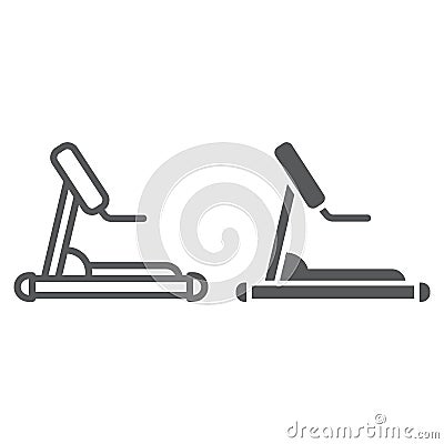 Treadmill line and glyph icon, sport and workout, equipment sign, vector graphics, a linear pattern on a white Vector Illustration