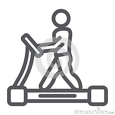 Treadmill line icon, fitness and exercise, runner sign, vector graphics, a linear pattern on a white background. Vector Illustration