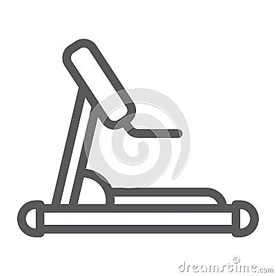 Treadmill line icon, sport and workout, equipment sign, vector graphics, a linear pattern on a white background. Vector Illustration