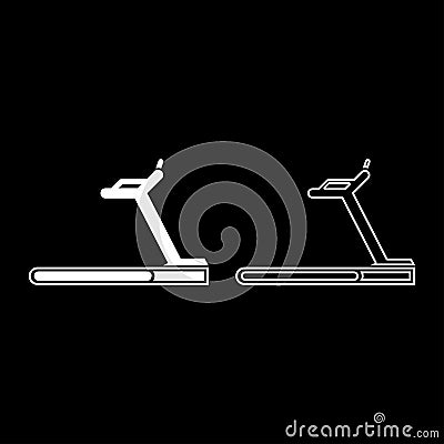 Treadmill machine icon set white color illustration flat style simple image Vector Illustration
