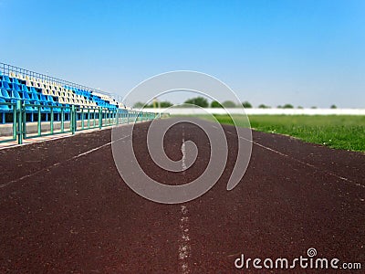 Treadmill at the old football stadium. Stock Photo