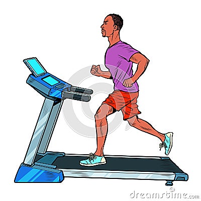 Treadmill, sports equipment for training. fitness room Vector Illustration