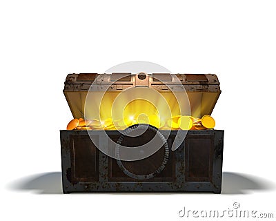 Treasure chest with gold Stock Photo