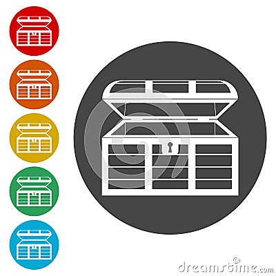 Treasure chest open vector icon Vector Illustration