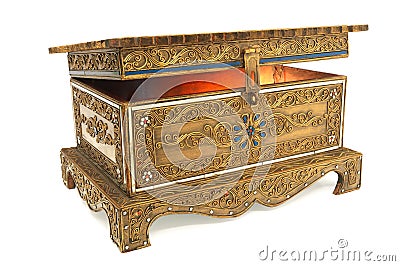 Treasure chest opened. Stock Photo