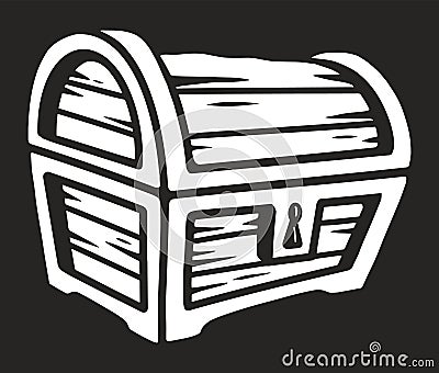 Treasure chest vintage label monochrome Vector Illustration