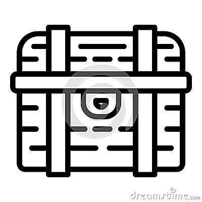 Treasure dower chest icon, outline style Vector Illustration