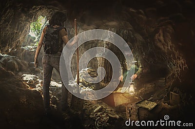 Treasure hunters Stock Photo