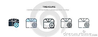 Treasure icon in different style vector illustration. two colored and black treasure vector icons designed in filled, outline, Vector Illustration