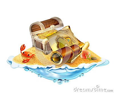 Treasure island, vector illustration Vector Illustration