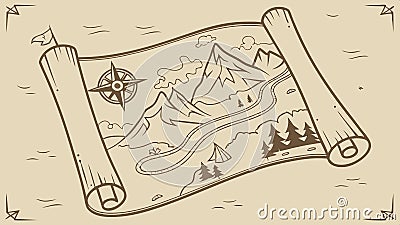 Treasure map design, adventure quest and pirate map style. vector design Generative AI Vector Illustration