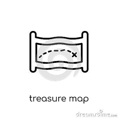 Treasure Map icon. Trendy modern flat linear vector Treasure Map Vector Illustration