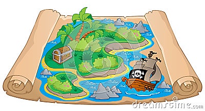 Treasure map theme image 4 Vector Illustration