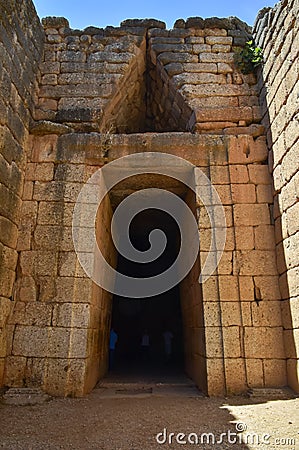 The Treasury of Atreus or Tomb of Agamemnon at the Ancient Mycenae, Greece Stock Photo