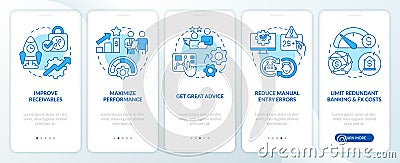 Treasury management benefits blue onboarding mobile app screen Stock Photo