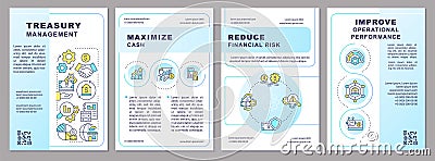 Treasury management light blue brochure template Vector Illustration
