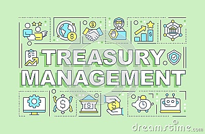 Treasury management word concepts green banner Cartoon Illustration