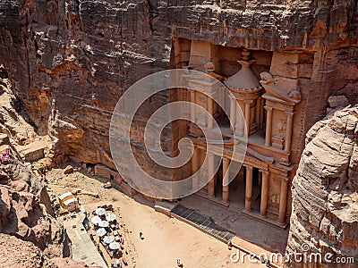 The Treasury, Petra historic and archaeological city carved from sandstone stone, Jordan, Middle East Editorial Stock Photo