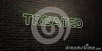 TREATED -Realistic Neon Sign on Brick Wall background - 3D rendered royalty free stock image Stock Photo